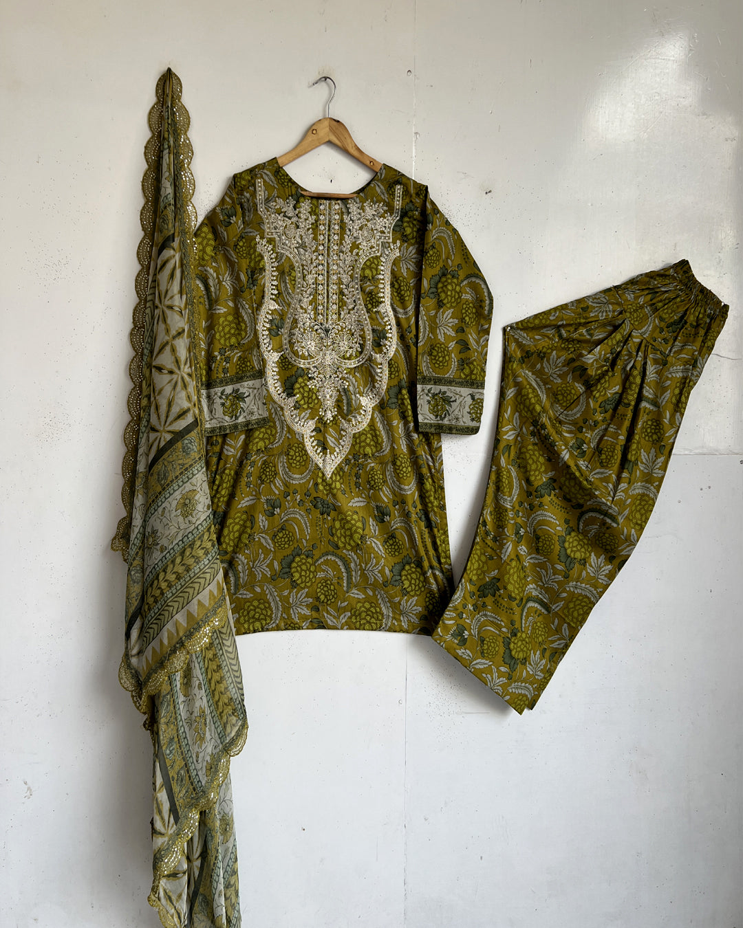 Lawn Stitched Branded suit with fully heavy Embroidered Patch work