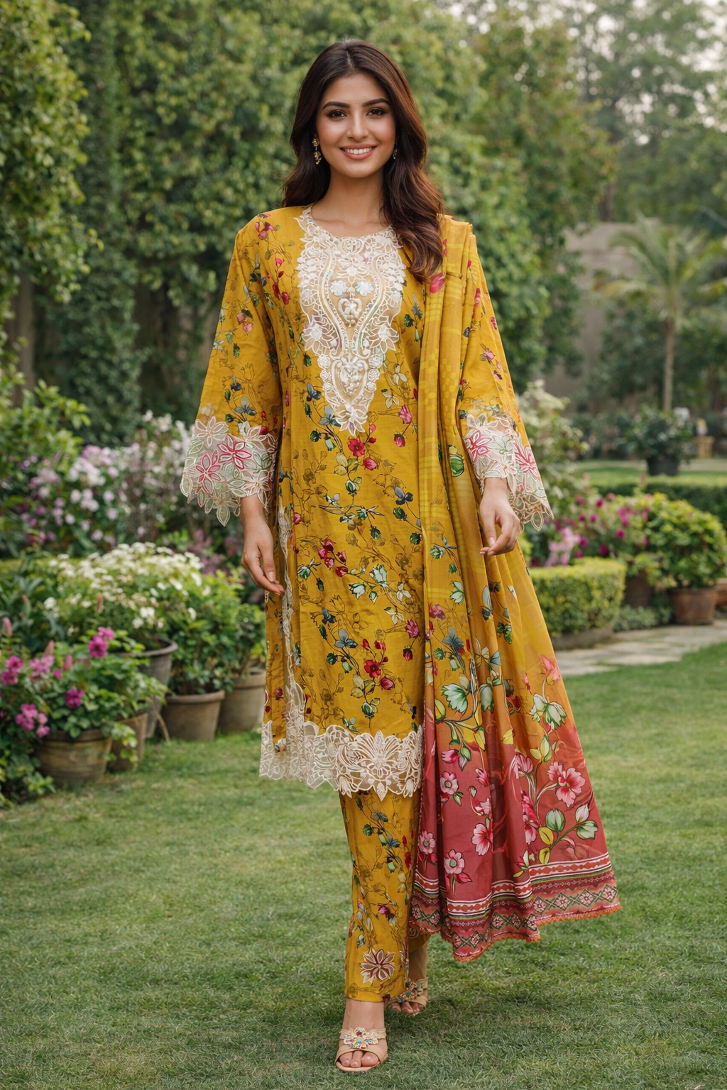 Soft Khader stitched 3 Piece with Embroidery patches