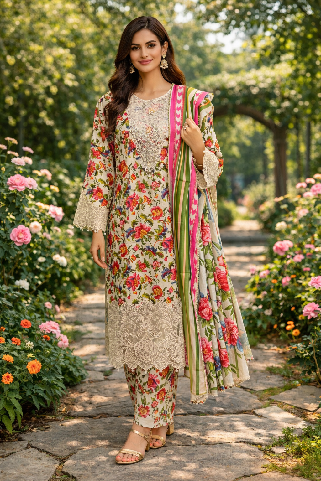 Soft Khader stitched 3 Piece with Embroidery patches